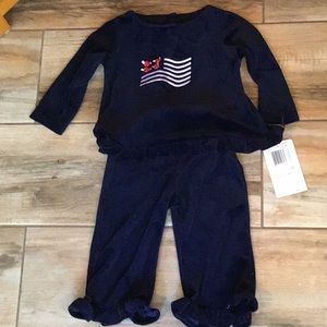 Good land two piece navy blue velvet set